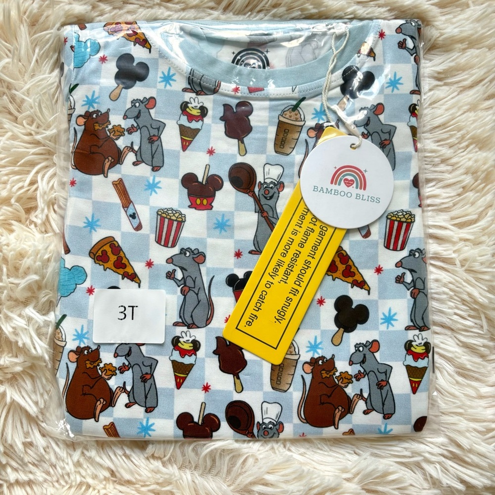 Bamboo Bliss Blue Little Chef Ratatouille Long Sleeve Pajamas 3T